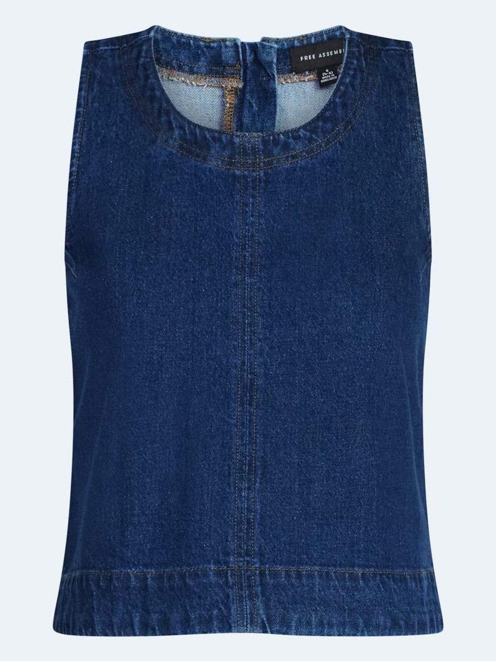 Free Assembly Dark Blue Denim Sleeveless Cropped Top